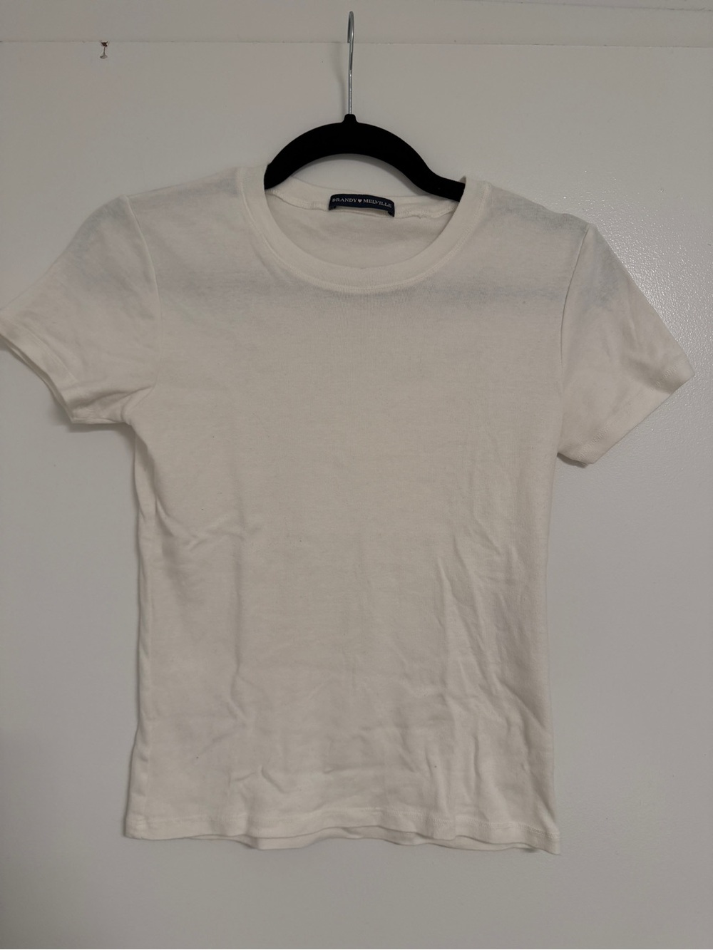 Brandy Melville White Slim Crewneck Short Sleeve Tee